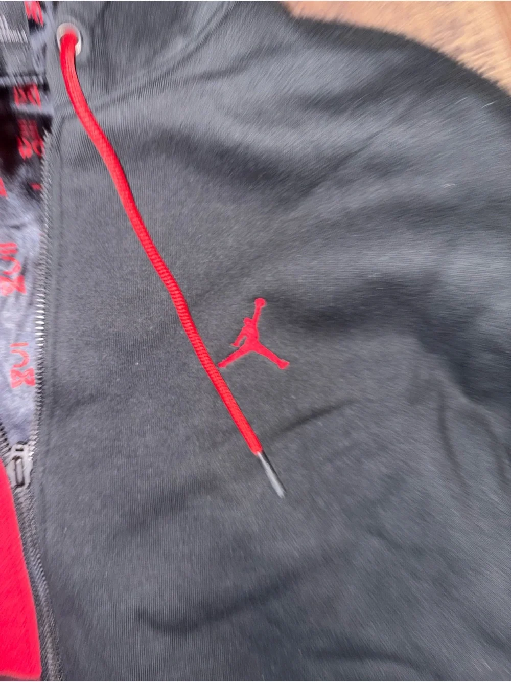 Nike Air Jordan Hoodie Pants Set Red Black Jumpman Full Zip Tracksuit